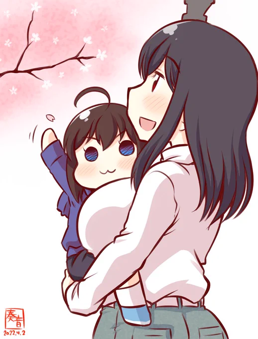 「やましろ!はなびら!ひらひら!」
「あらほんと。きれいね～」

#西村艦隊版深夜の真剣お絵描き60分一本勝負
#時雨 #山城 