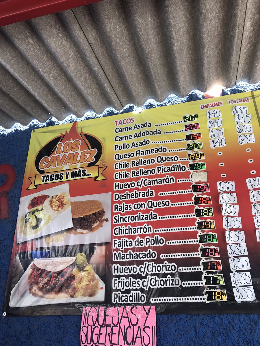 Monterreytacos's tweet photo. Tacos los Cavalez en 5 de mayo y Cuauhtémoc. Tacos con precio de taco mañanero del céntrito valle casi https://t.co/84L56MhOk0