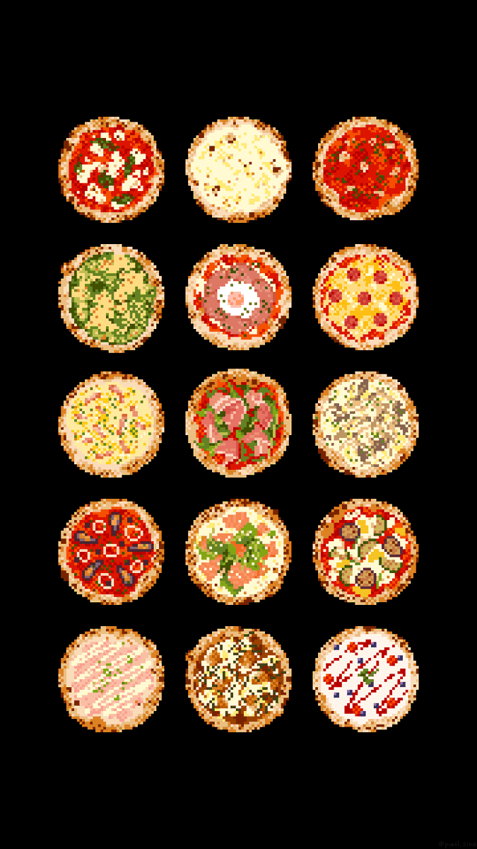 「ピザ
#pixelart #ドット絵 」|ZiMA ドット絵グッズ販売中！のイラスト