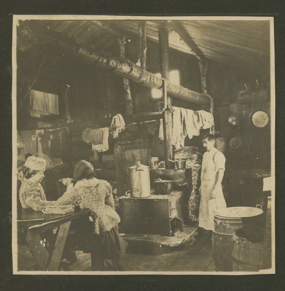WPSDMuseum's tweet photo. This weeks #historicpost shows the interior of a cookhouse for the Parry Sound Lumber Company.
We do not have an exact date or location, but we do know that the woman with her back to the camera is Adelaide McIntosh.
Photo from the McCuaig Family Album. https://t.co/sXdddsA5Jj
