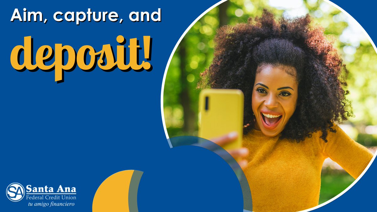 SantaAnaFCU's tweet image. When you download our #MobileApp, you can utilize our on-the-go tool #MobileCheckDeposit! 📲 With this feature, all you have to do is aim your phone over your endorsed check, tap on the screen, and your check will deposit! 📸

Learn more: bit.ly/2xcYYro