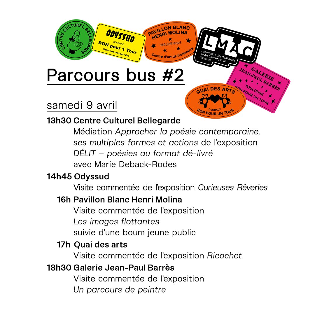 PinkPongArt's tweet photo. #WEACT13 > navettes &amp; parcours bus gratuits accompagnés du @ReseauLMAC :

Pensez à réserver et notez les horaires. Indiquez le nombre de personnes, leurs noms et les parcours souhaités :
inscriptions >>> parcours@pinkpong.fr <<<

#pinkpong
#artcontemporain
#Toulouse 
#avril2022 https://t.co/n6eBhapTrT