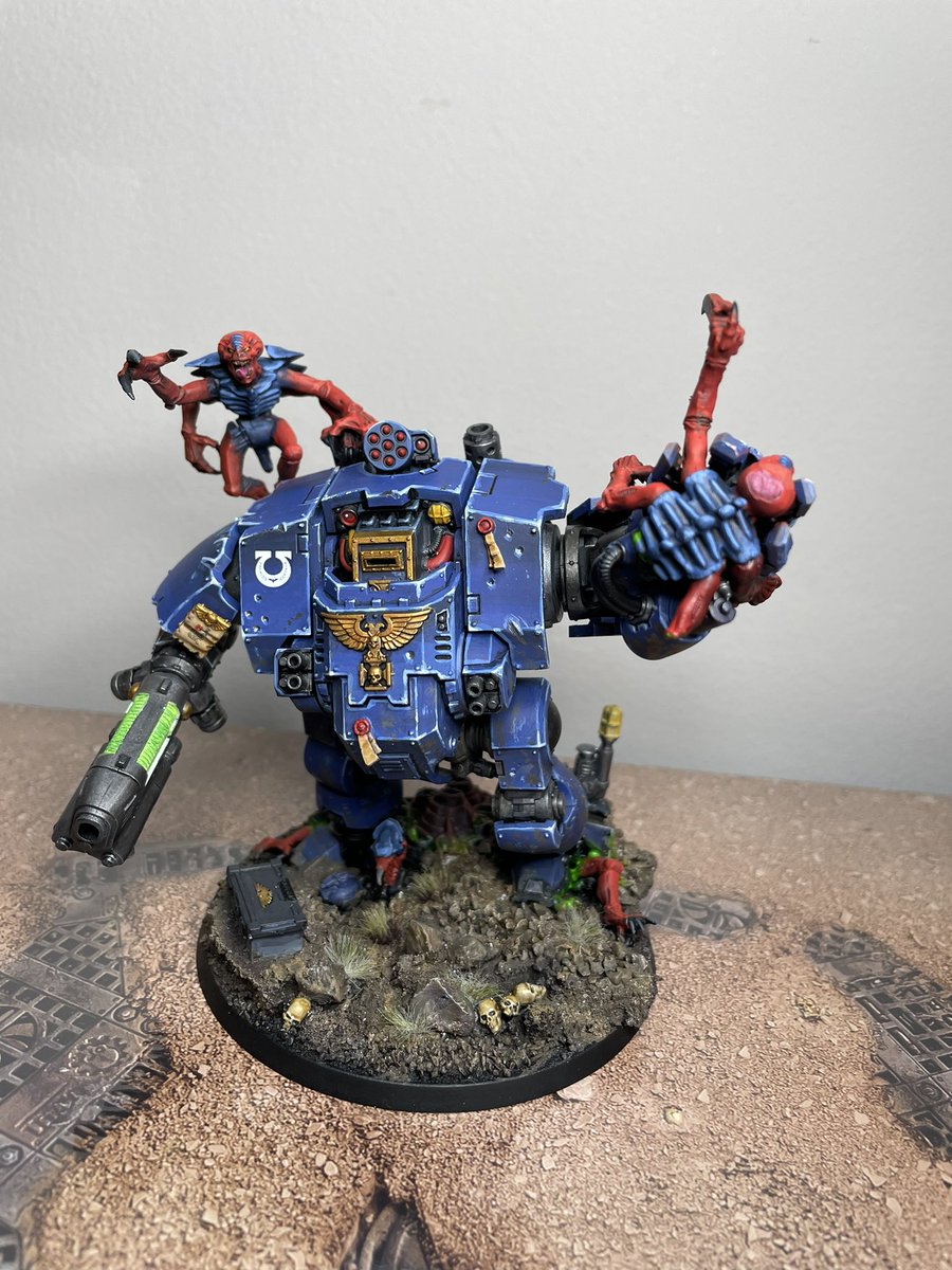 ryebread_minis's tweet photo. Forgot to post my #marchformacragge results! Fully painted 2 dreads and 5 terminators, then added some decals and did some basing on some of the other forces that were missing those details, some not pictured as they werent fully finished. https://t.co/KmiyZC7RWg