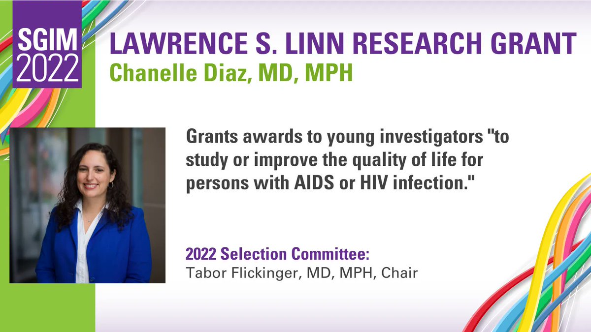 SocietyGIM's tweet photo. Please join us in congratulating Chanelle Diaz, MD, MPH, recipient of this year's Lawrence S. Linn Award! Congratulations, Chanelle! We can't wait to celebrate your achievements at this year's annual meeting! #SGIM22 @chanelle_diaz https://t.co/rtJ0HZxgH3