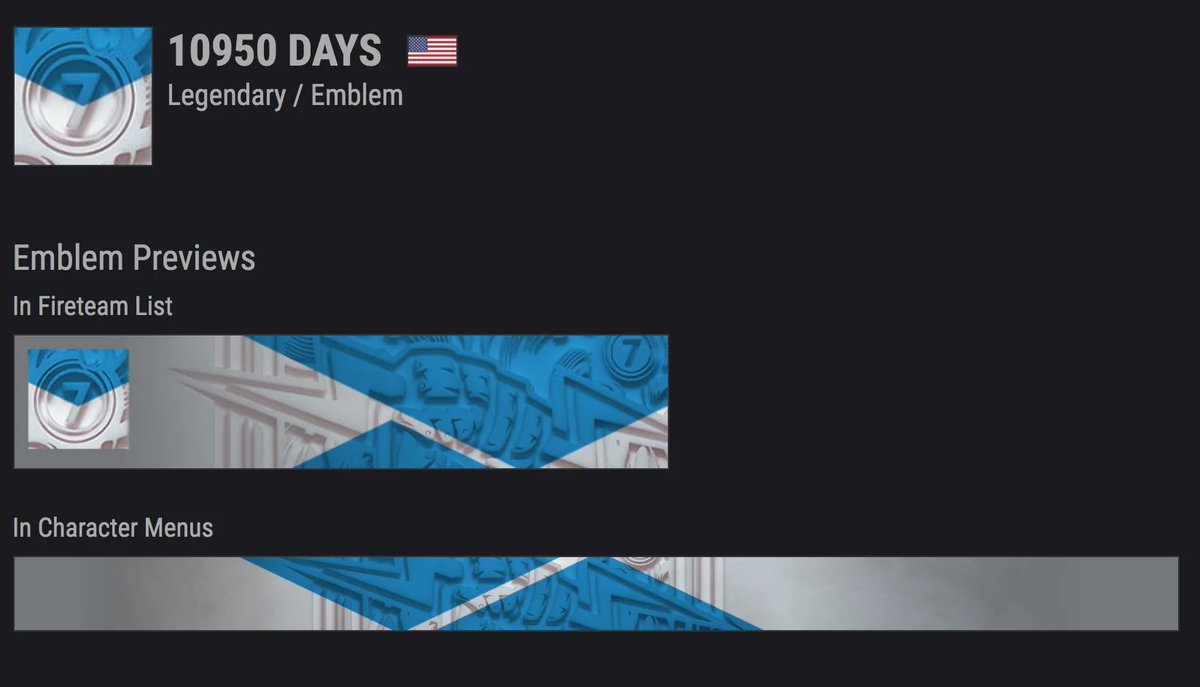 Destiny 2 #Giveaway 7⃣7⃣7⃣

Hey Legends. We're giving away a shiny emblem to 1 lucky Guardian because you're awesome. 🙌 For the taking: 10950 Days emblem. Enter to win:

☑️ Follow us @TheDestinyShow 
☑️ Like &amp; retweet ❤️

1 winner picked 4.6.22 🔥

See you star side 🌟 #Destiny2