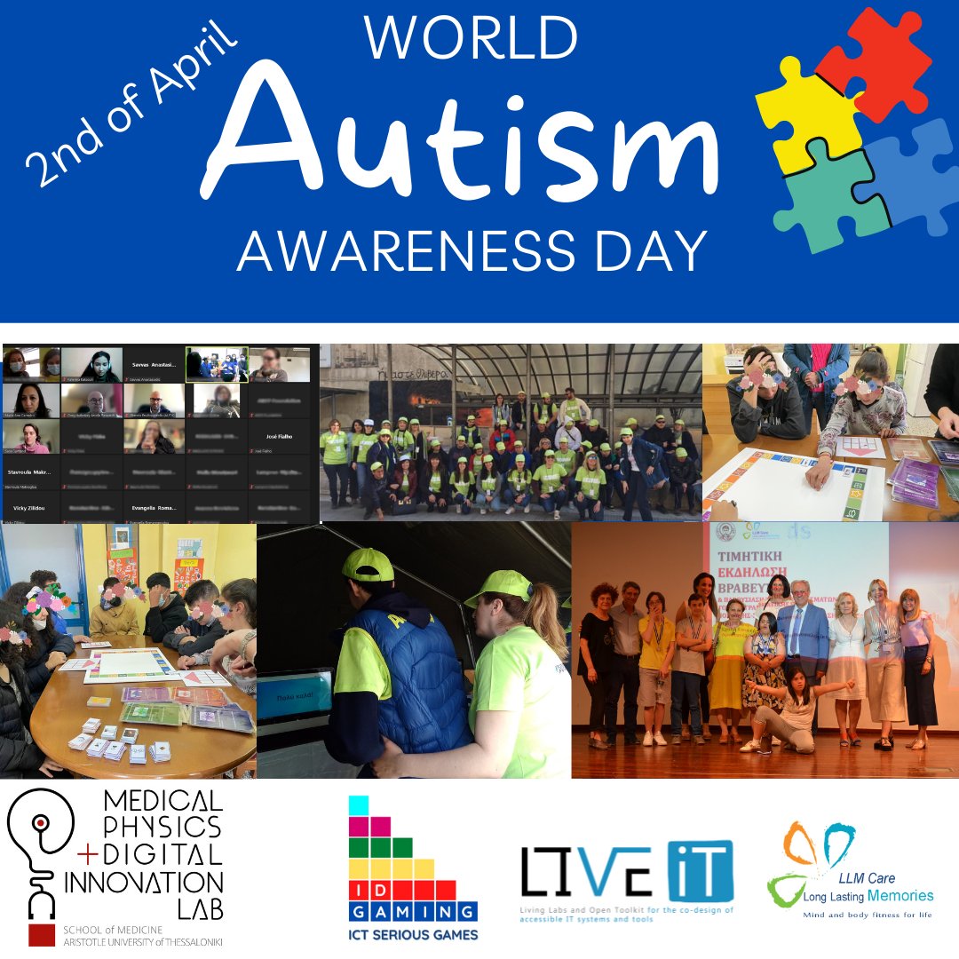 iMedPhysAUTH's tweet photo. #WorldAutismAwarenessDay
Through the years, our research teams have been working towards two directions: a) development of #ICTtools to support the enhancement of skills & knowledge of Persons with #ASD, b) best practices to ensure their #inclusive participation in the #society https://t.co/5OWx6OR5yF