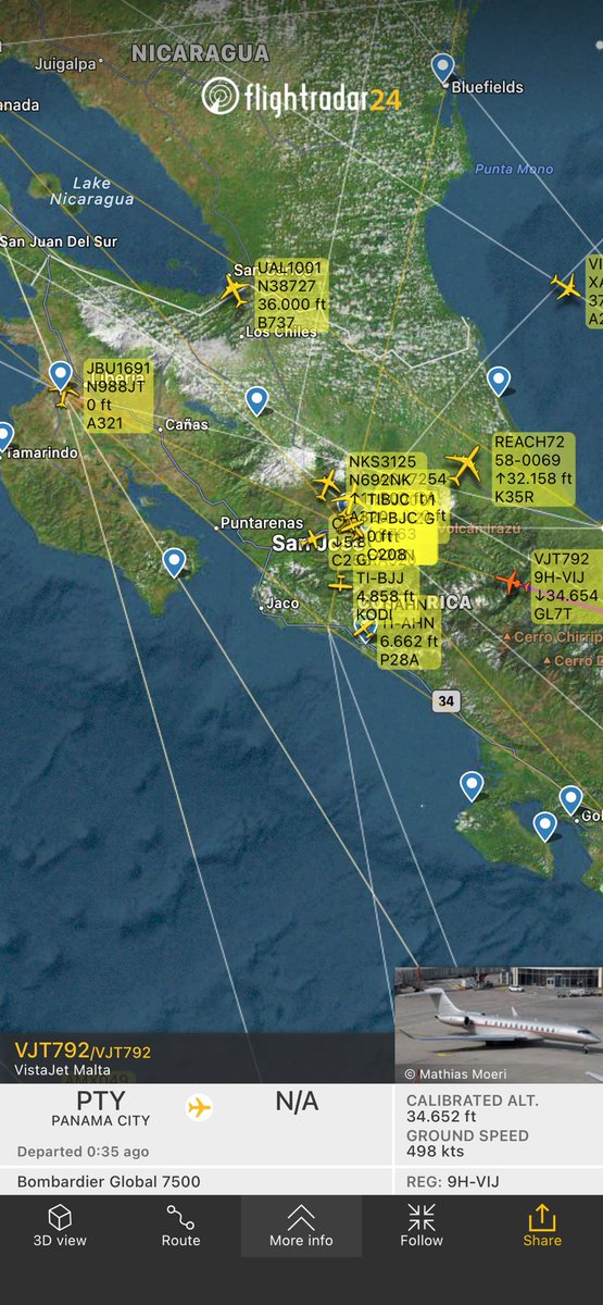 Flight VJT792 from Panama City 
fr24.com/VJT792/2b5bd879 en descenso a ⁦@Guanacaste_LIR⁩ #9HVIJ #ADSB