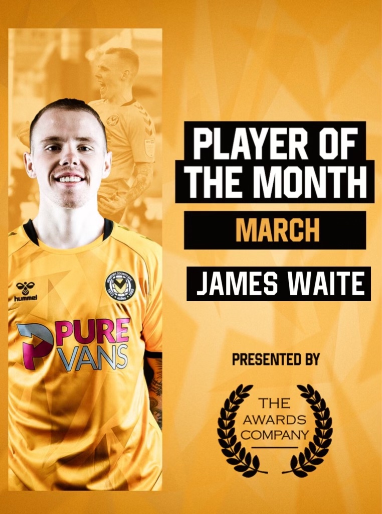 March's @awards_company Player of the Month was James Waite. James was presented his award before today's game by Tony Parsons on behalf of The Awards Company. @james_waite10