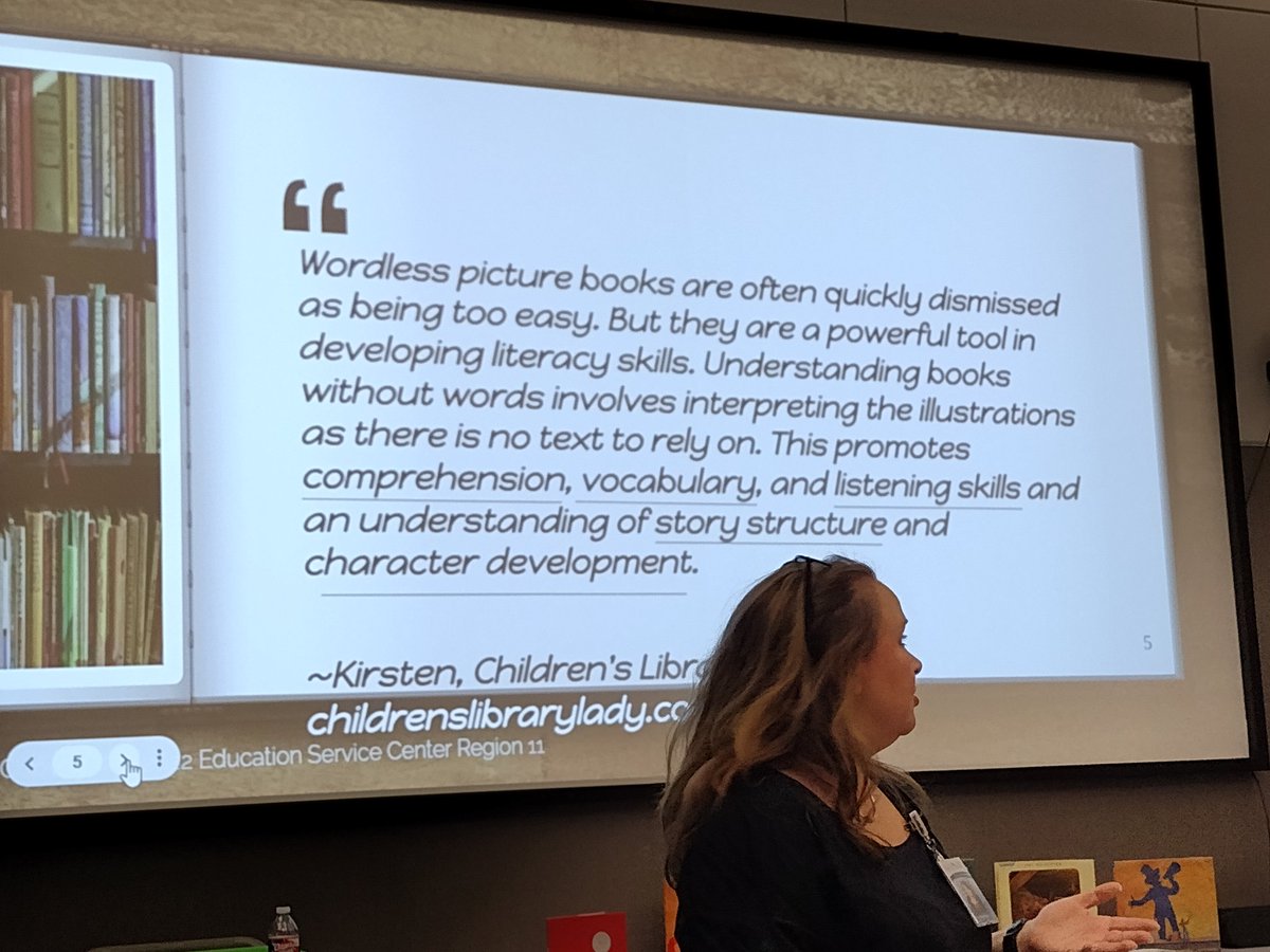 DaTeacher9's tweet photo. Enjoying another session "Power in Pictures: Encouraging Storytelling Through Wordless Picture Books" with Tracy Gunn... Super Awesome @ESCRegion11 https://t.co/ei49Wl9tWh