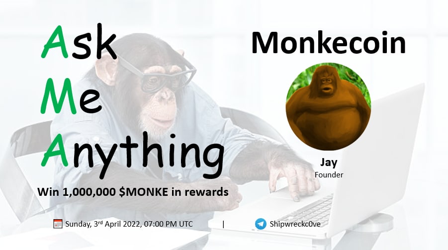 MonkeCoin_'s tweet photo. Hey monkes, come to the AMA and learn about the ecosystem we are building! We have the monke metaverse and the monke DEX currently being developed!

This is the first time I will be using my voice to answer direct questions, and also the first part of our massive ad campaign! https://t.co/WSwbD0XdVv