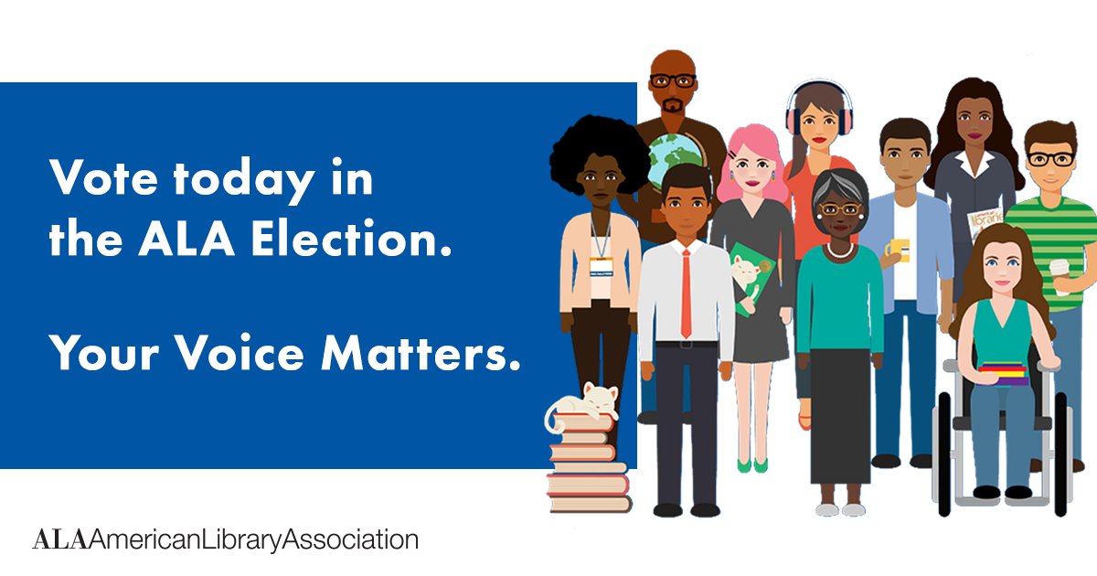 ALALibrary's tweet photo. Don't forget to make your voice heard in the 2022 #ALAelection. Voting closes April 6. Learn more at: https://t.co/t3hG4m3SWW https://t.co/NlTcadeN8R