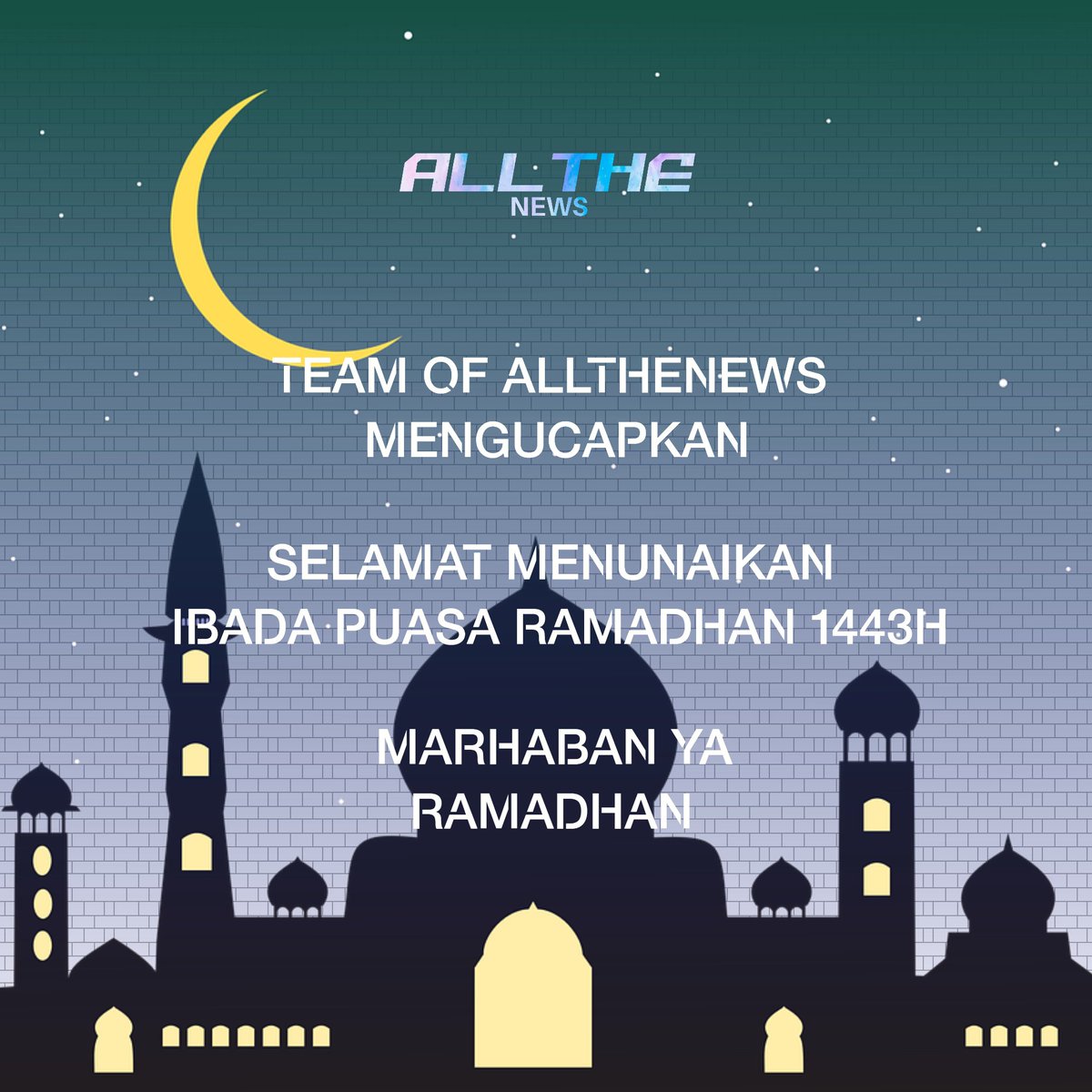 KnetmusicEnt's tweet photo. Kami Dari Team ALLTHENEWS Mengucapkan

Selamat Menunaikan Ibada Bulan Suci Puasa Ramadhan 2022 (1443H) MARHABAN YA RAMADAN KAREEM

#ALLTHENEWS #Ramadhan #BulanSuciRamadhan
#BulanPuasa #1443H #NEWSUPDATE https://t.co/O1Z6pgkkyl