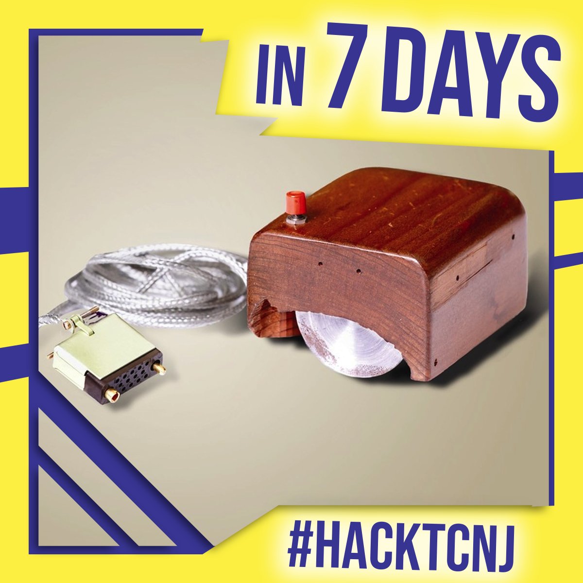 Hey hackers! Hackathon's only a WEEK away!

Did you know that the first computer mouse was invented in 1963, with credit mostly going towards Douglas Engelbart?

It was originally coined the "X-Y position indicator for a display system", but was later changed to "mouse!"