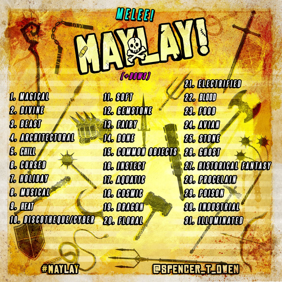 Spencer_t_owen's tweet photo. Did you draw for Swordtember and think 'man, I wish this was an axe or this would be a great idea for a spear' Well have no fear! Maylay is here to slay your foes and your woes! Share QT tag me, your friends, your friends friends! Send an invite to join the #maylay https://t.co/pfHU8BO8dY
