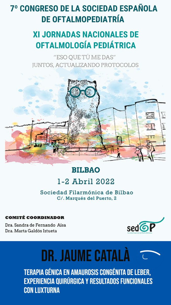 Oftalpilar's tweet photo. @vallhebron @SJDbarcelona_ca El Dr. Català ha paricipat amb la ponència:  Terapia Génica en Amaurosis congénita de Leber, experiencia quirúrgica y resultados funcionales con #Luxturna. 
#especialistasoftalmologos #excelenciamedica #retina #retinapediàtrica #distrofiesretina #amaurosisleber https://t.co/Re9cpN9BKu