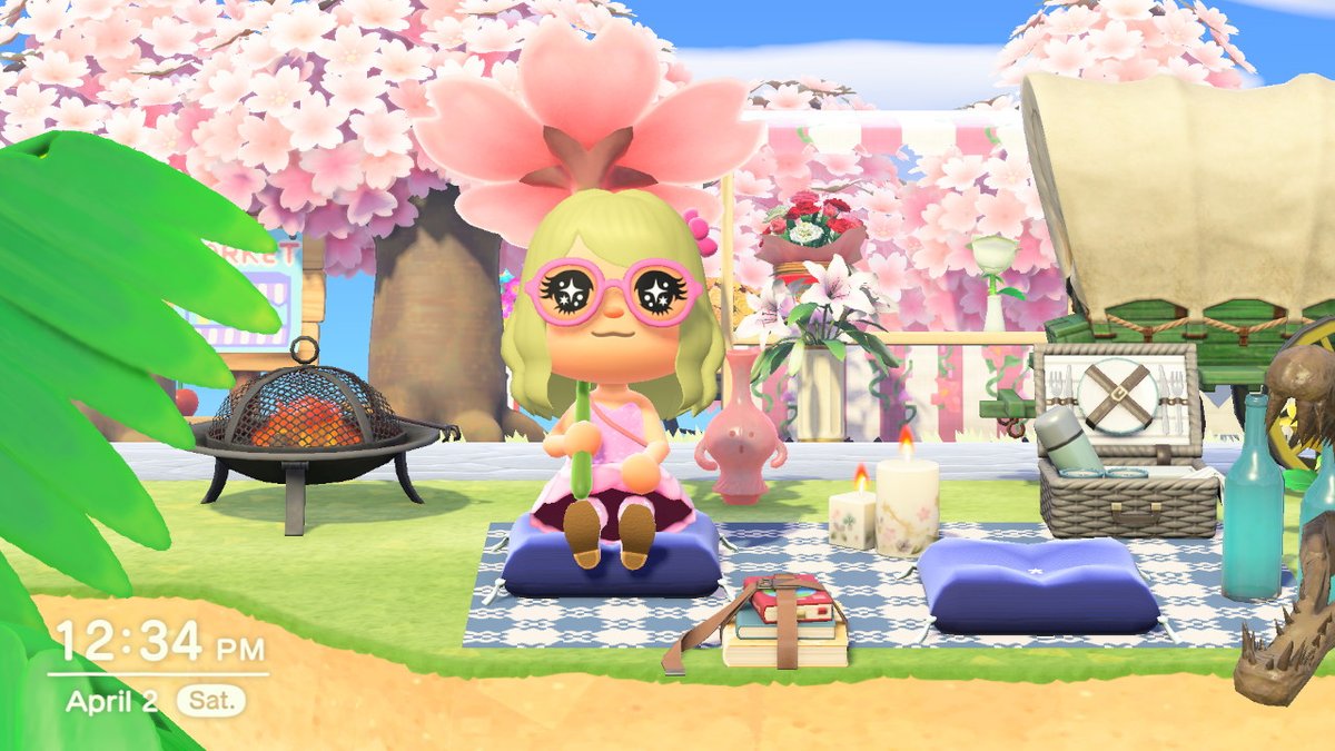 AshyCrossing's tweet photo. This part of my island looks so cute with the cherry blossoms <3 #AnimalCrossing #ACNH #NintendoSwitch https://t.co/MOp4b1yQl9