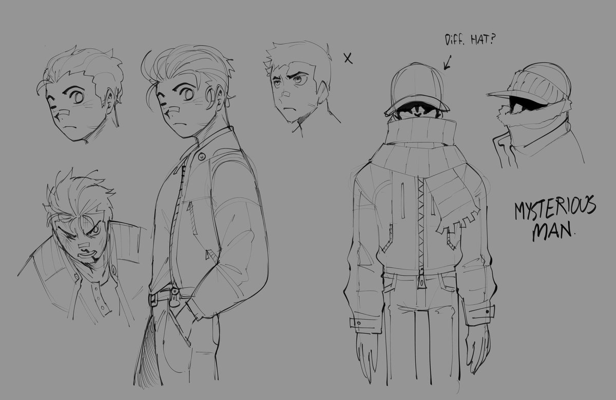 Okay okay last sketch, concept for a cool guy who sleuths for info on the strange going's on around town. 