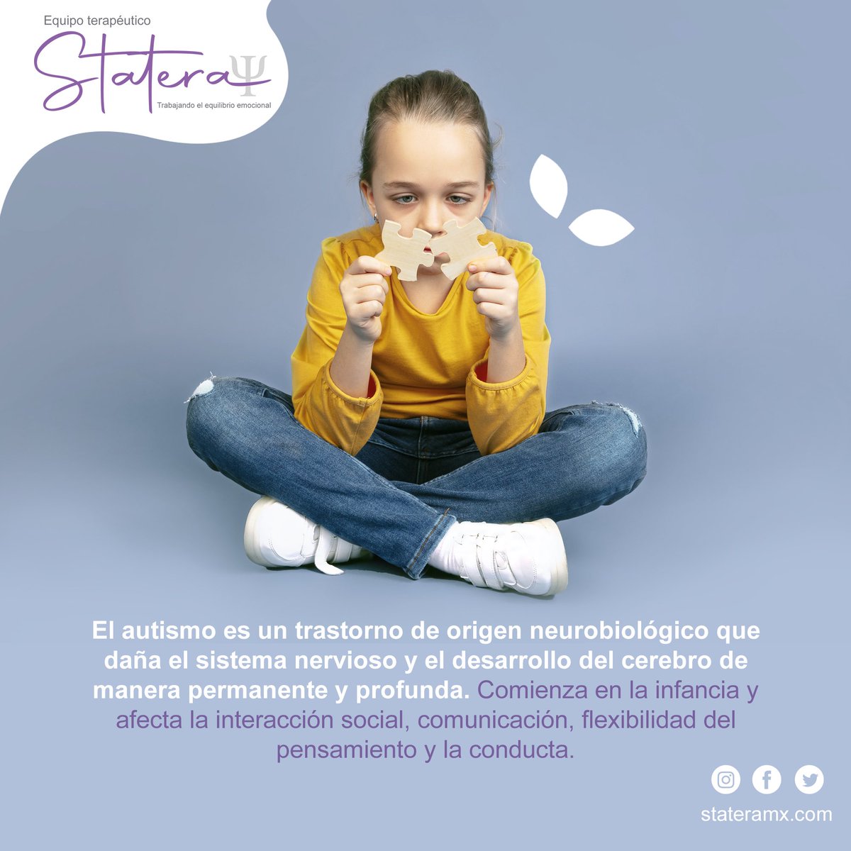 staterapsi's tweet image. #diamundialdelautismo💙 #trastornoneurobiológico #interacciónsocial #comunicación #pensamiento #conducta #visibilidad #inclusion #statera #acompañamientoterapeutico #psicoterapia #equilibrioemocional #saludmental