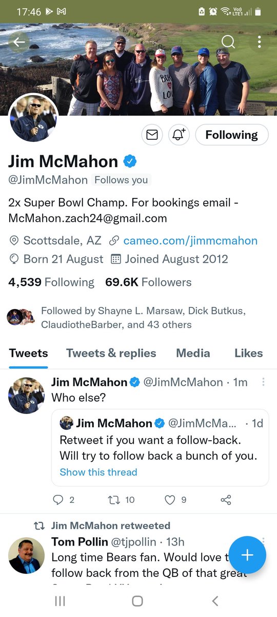 I'm not special but a follow from a childhood hero makes you feel special. Thanks <a href="/JimMcMahon/">Jim McMahon</a>