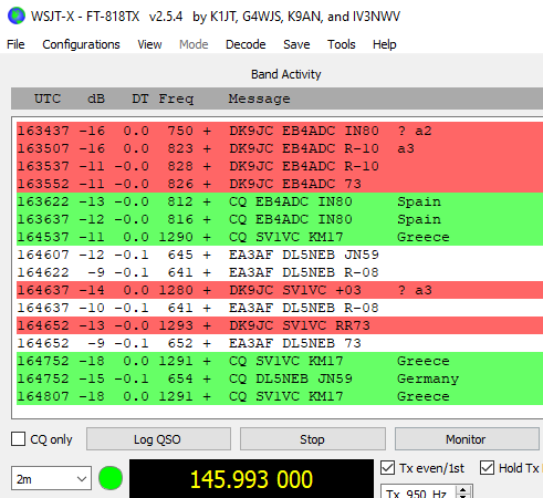DK9JC's tweet photo. Finally I was able to finish another two FT4 Q's via SAT ๐ฐ๏ธ. This time agn @eb4adc and #sv1vc on RS-44. ๐ค FT-817 as RX, FT-818 as TX and as always Diamond MR-77 46cm whip as antenna. WX too bad here โ๏ธ๐จ๏ธ for /p FM & SSB. https://t.co/HgryNgJ7Ib