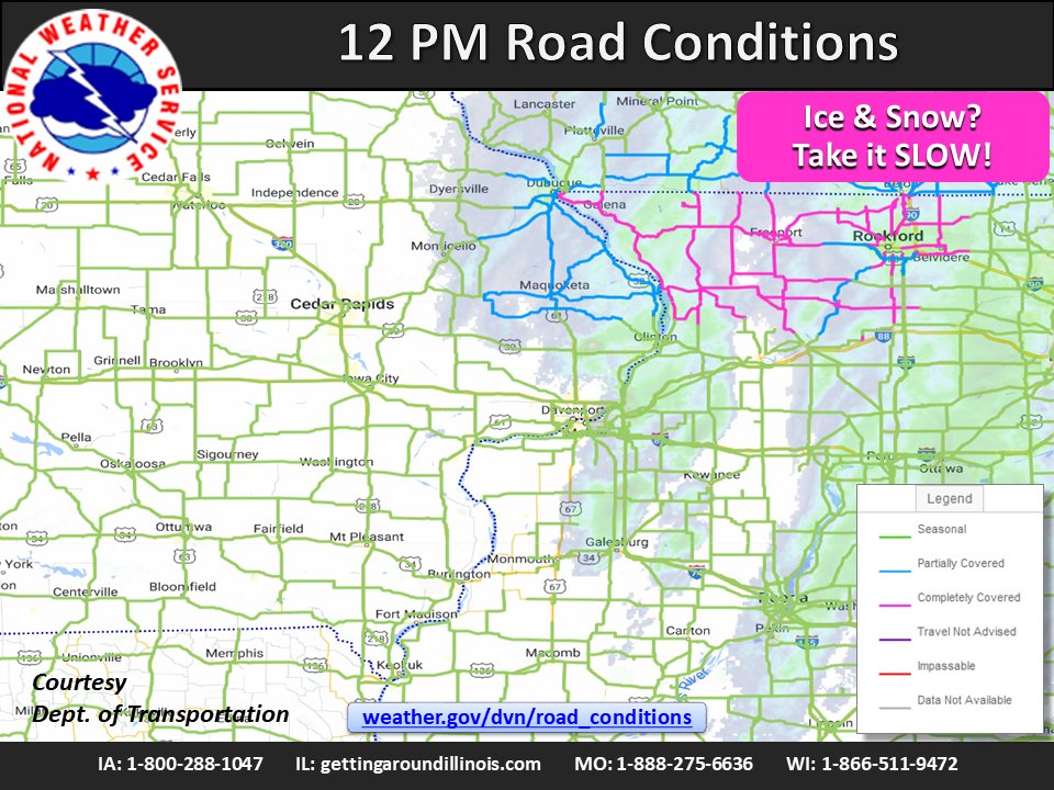 NWS Quad Cities on Twitter "Here is a look at the 12PM road conditions