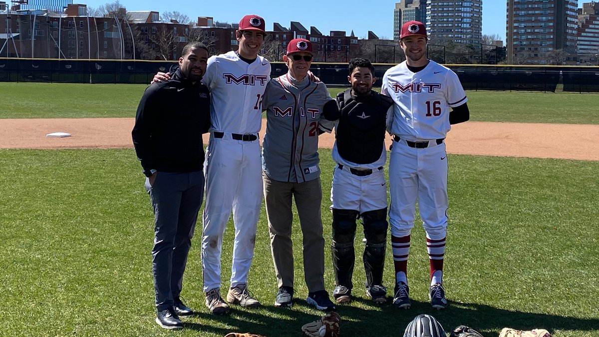 MITAthletics's tweet photo. Big thank you to @MIT President Rafael Reif for throwing out the first pitch at today's @MIT_Baseball @NEWMACsports opener vs. Coast Guard! #RollTech @MITstudents @d3baseball @NCAADIII https://t.co/kOwjaQIVel