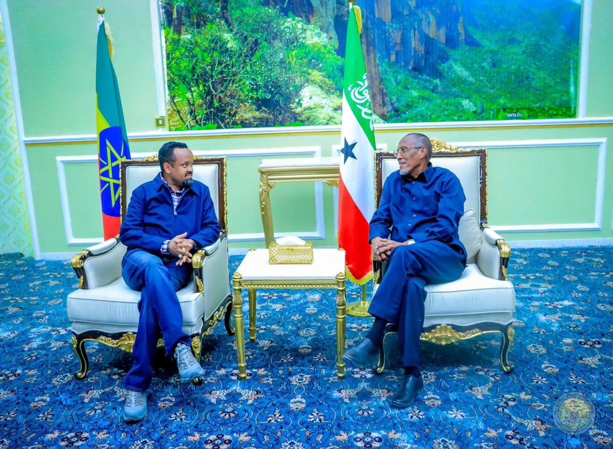 musebiihi's tweet photo. Received Ethiopian delegation led by the Minister of @MoF_Ethiopia, Hon. Ahmed Shide and accompanied by Minister of Transport @dagmawit_moges who have arrived in Hargeisa this afternoon to share with us the brotherly solidarity &amp; support of their government. Thank you Ethiopia. https://t.co/5hxdRUe96L