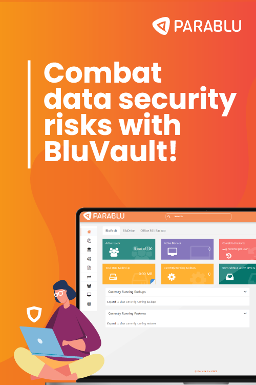 ParabluInc's tweet image. Today&apos;s fast-evolving businesses require a modern solution for #datasecurtiy and #dataresiliency. Check out BluVault! bit.ly/3JAFxvW 

#ransomware #insiderthreats #dataloss