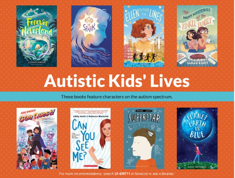 ConcordLibrary's tweet photo. April is #AutismAwarenessMonth! Enjoy these stories and learn more about individuals with #SpectrumDisorder - books are curated by staffer Fiona. Reach out to a librarian for more suggestions!

@TownofConcordMA #whereideasdevelop #mycfpl https://t.co/tkdwd2WZzY