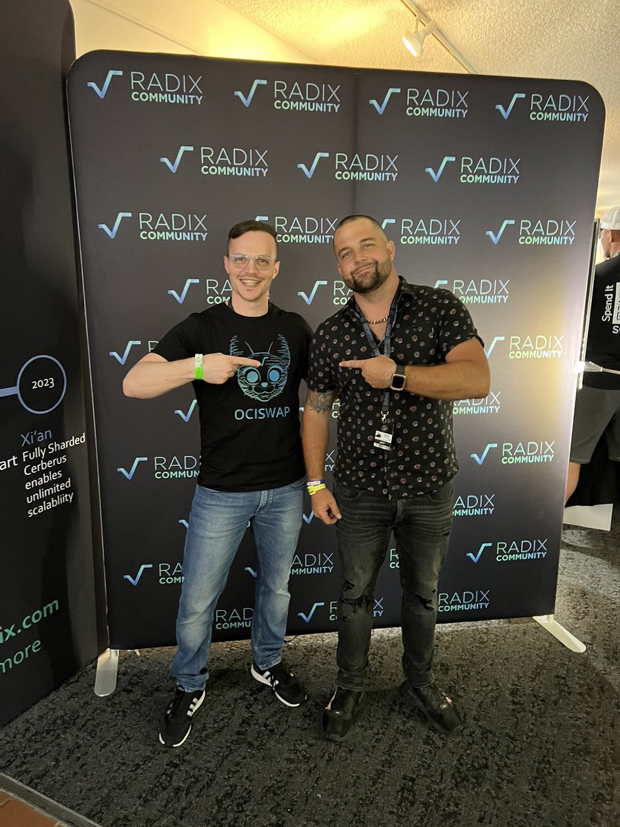 TheJAMIEt's tweet photo. Great time with the @ociswap team at the @radixdlt booth https://t.co/ue4r5fT5mO