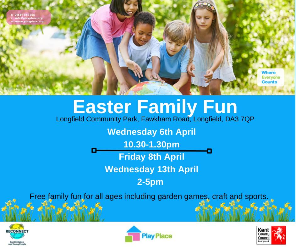 PlayPlaceOrg's tweet photo. Easter 2022 - Over 50 sessions at 26 different locations across Kent &amp; Croydom!

All completely free!  It’s going to be a very busy 3 weeks &amp; we can’t wait!

Details on thread below.

#queenadelaide #longfield #dartford #edenbridge
https://t.co/sBQAhprUTE https://t.co/PuuuNSw2lJ