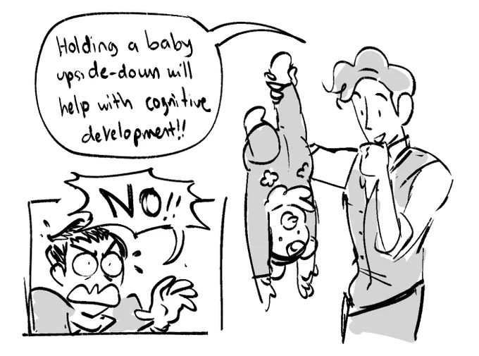[dgs tgaa] SPOILERS (???) 
tfw you leave a baby with your trusted partner, but he's incredibly bird-brained
#dgsspoilers #tgaaspoilers 