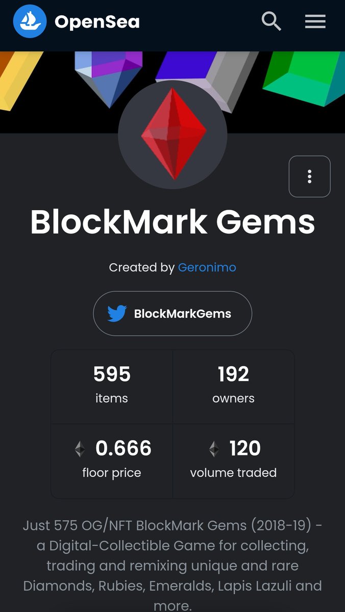 I'm not sure people understand how Bullish I am on <a href="/BlockMarkGems/">BlockMark Gems</a> 

2018-2019 historical nft project with only 595 pieces...

The next <a href="/EtherRock/">EtherRock</a> imo