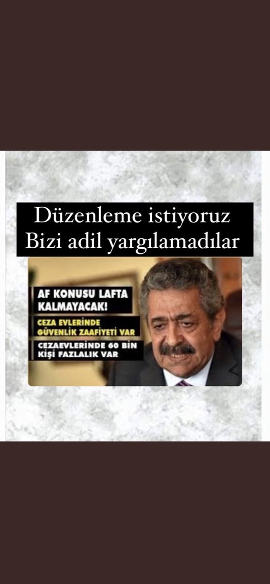 Milletİtifakı AFistiyoruz 
Adil yargılanmadık kanıt şikayet olmaksızın kanaata göre ömürlük cezalar verildi cezaevleri ölüm yerleri olmasın şuan şartlar çok zor MHP söz verdin devlet adamın namusudur verdiği söz <a href="/RTErdogan/">Recep Tayyip Erdoğan</a> <a href="/dbdevletbahceli/">Devlet Bahçeli</a> <a href="/YildizFeti/">Feti Yıldız</a> <a href="/yilmaztunc/">Yılmaz TUNÇ</a> <a href="/avcahitozkan/">Cahit ÖZKAN</a>