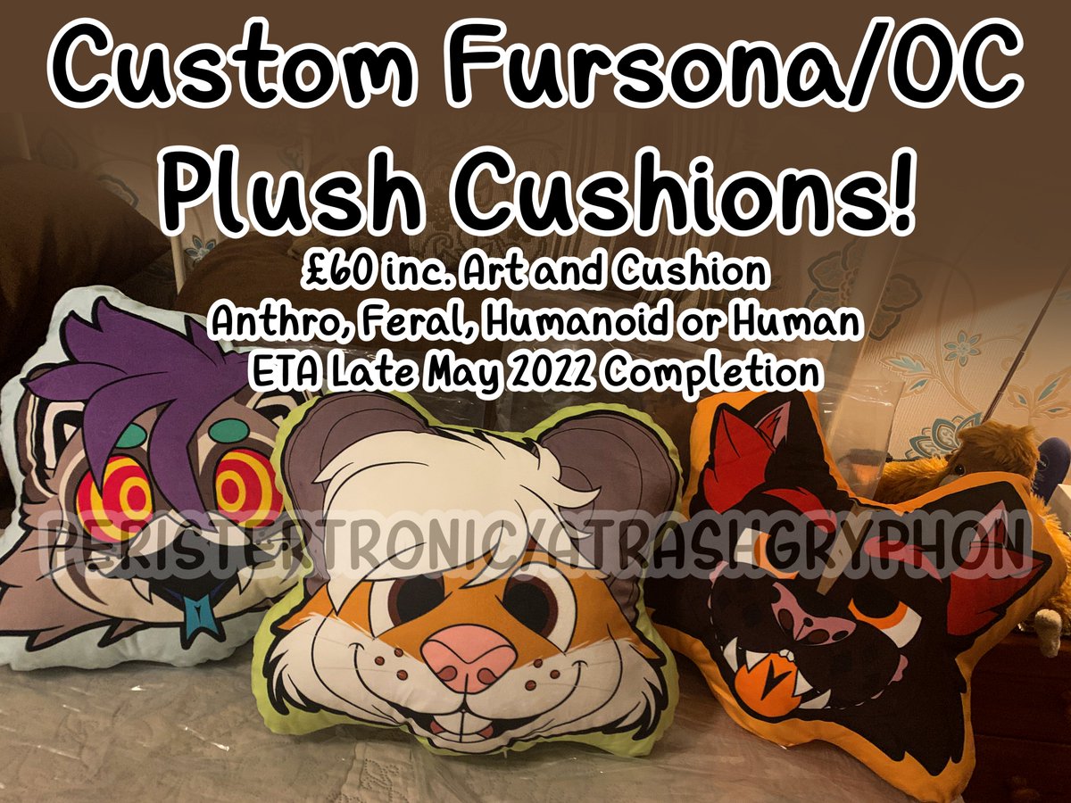 GrinningGriffon's tweet photo. ✨CUSTOM CUSHIONS - MAY 2022 BATCH ✨

Includes a physical cushion and digital symmetrical headshot!

MOQ of 5 orders required for me to make these!

More details below (See thread)

Delivery or pickup at Confuzzled 2022!

❤️+🔁 Appreciated! https://t.co/PMcdpYimga