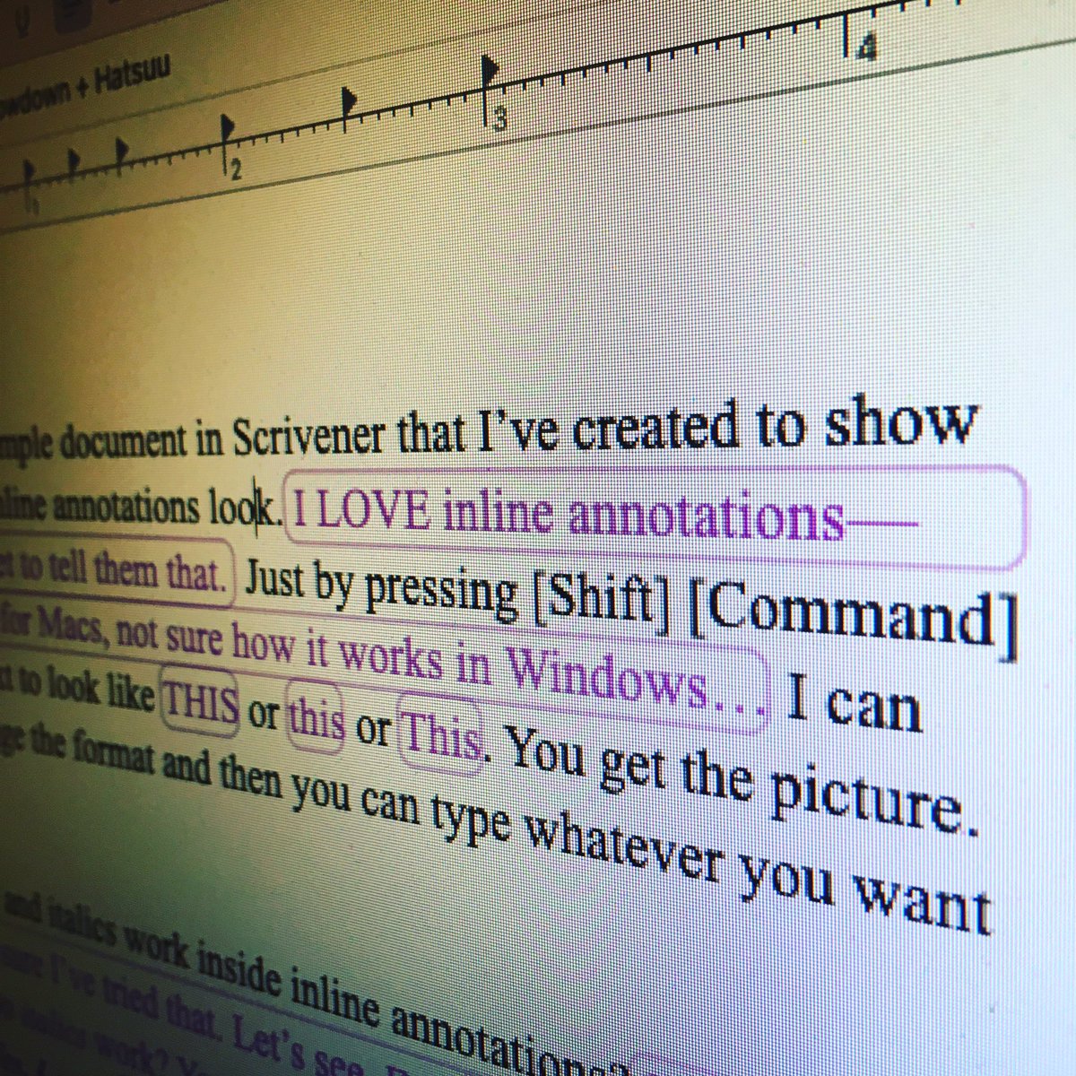 MabelWrites's tweet photo. My latest favorite tool in Scrivener—inline annotations https://t.co/OUMTM3c9vT #amwriting https://t.co/V657Cv3vid