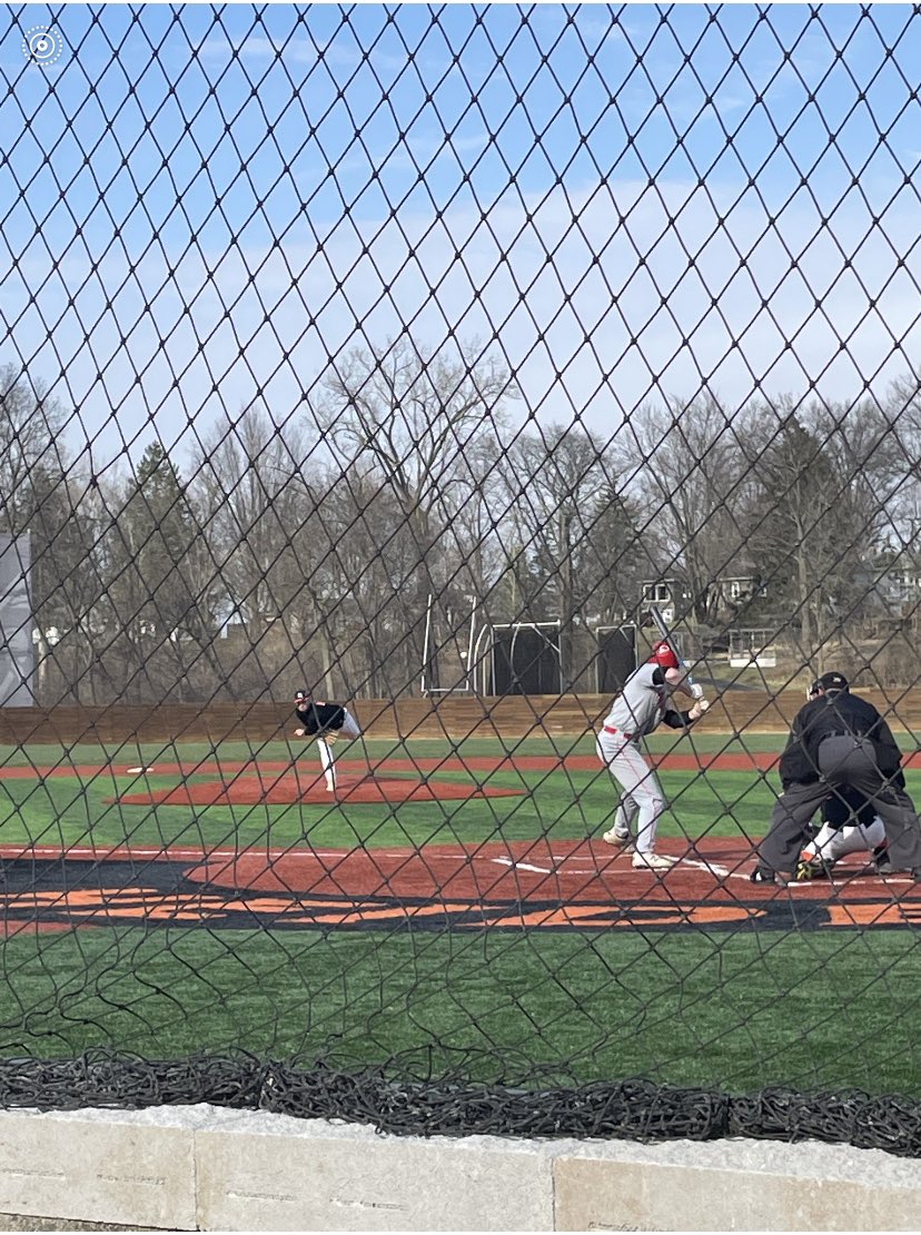 Former A’s teammates competing against each other: <a href="/cjcaplan23/">Corbin Caplan</a> pitching for Heidelberg throwing to <a href="/LoganUllom/">Logan Ullom</a> for Otterbein! A’s PRIDE!