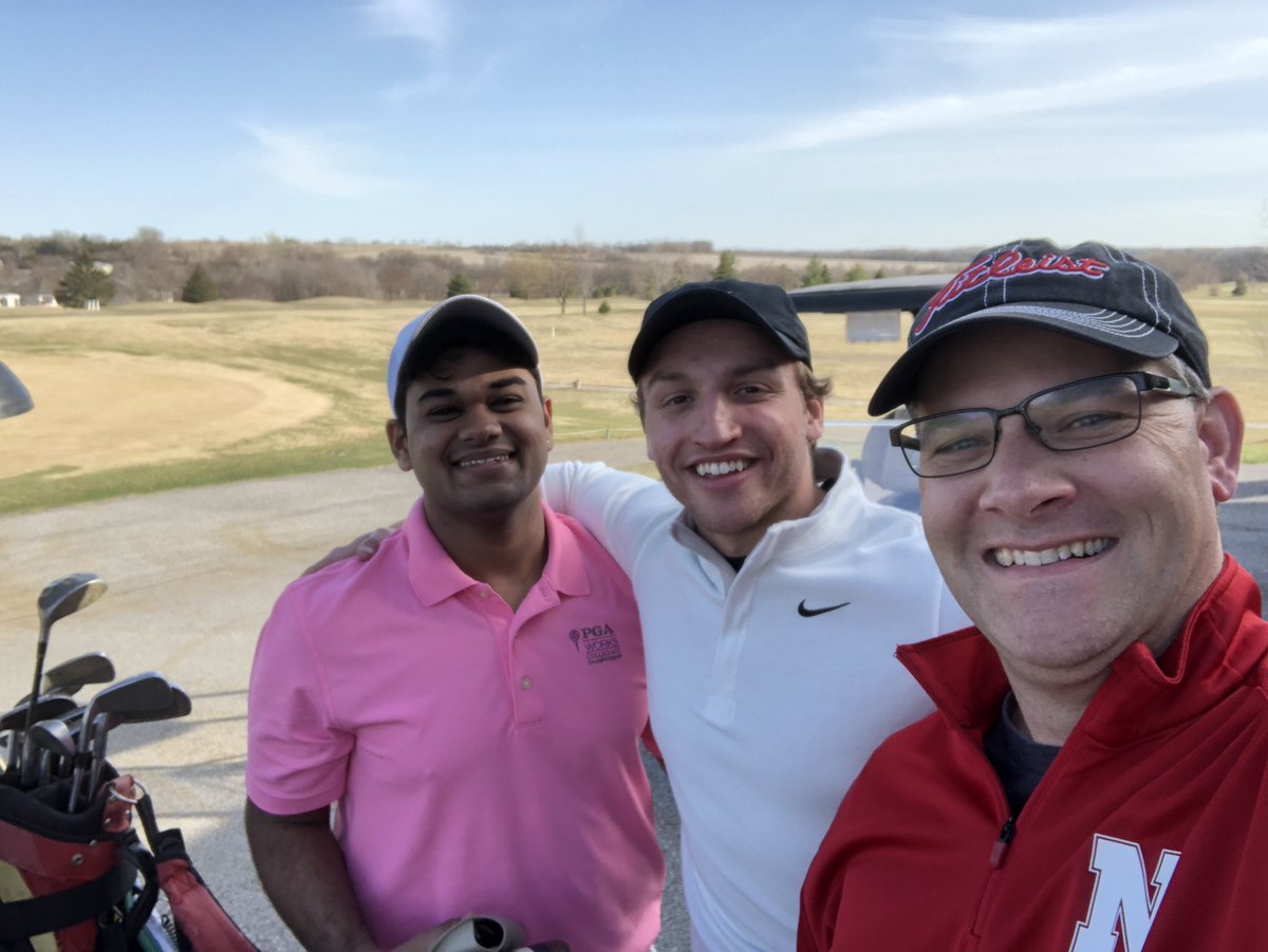 TimHodges402's tweet photo. It was a beautiful day for the first of many rounds with our @UNLStrengths students this summer. I even let one of them win today! ⛳️ https://t.co/2s8OkMdeKI