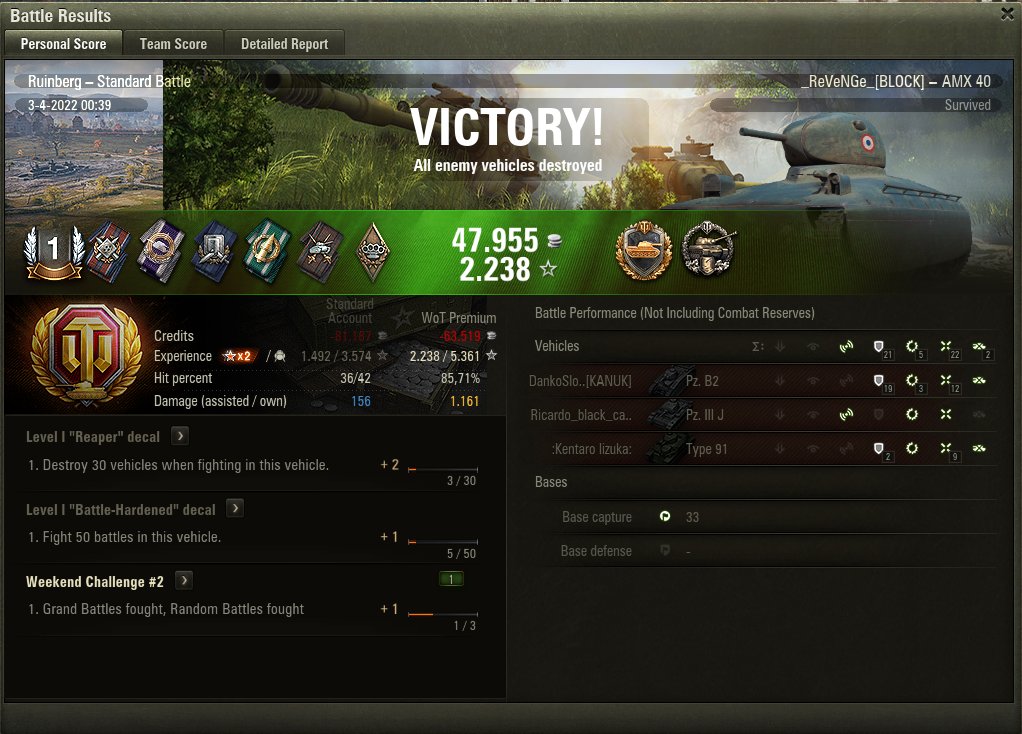 ReVeNGe1989's tweet photo. @worldoftanks IGN: _ReVeNGe_
Base XP: 694 https://t.co/pIdmmcjb2q