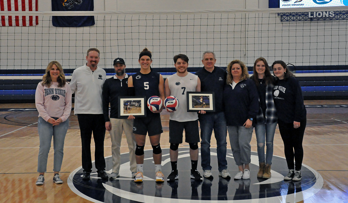 PSAltoonaLions's tweet photo. Congratulations to Penn State Altoona men's volleyball seniors #5 Micah Brinker and #7 Eric Cassaday on their Senior Day today!

#d3vb #seniorday https://t.co/7gRPrJtvo5