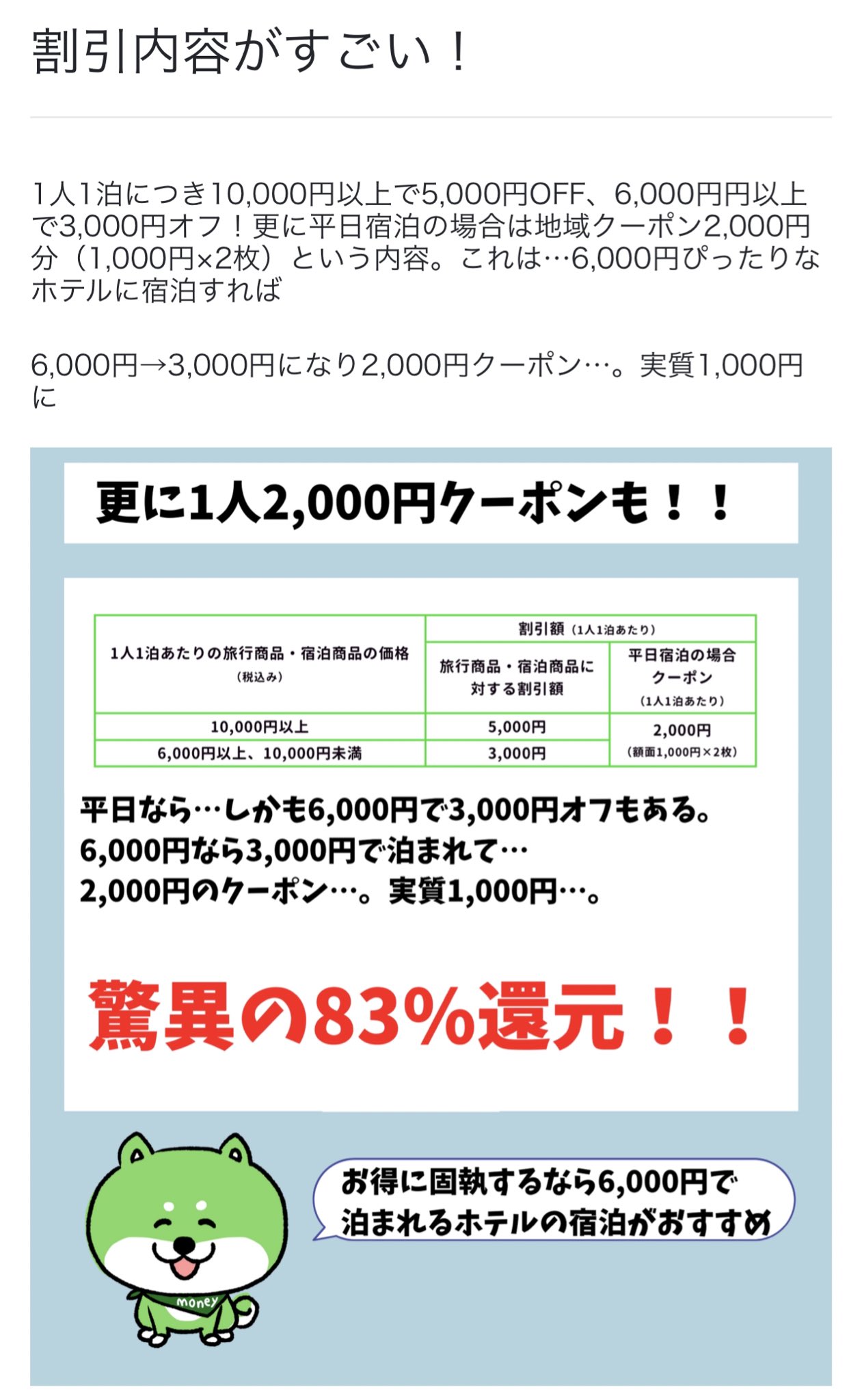 マネーの犬 お得探し中 千葉トク旅キャンペーンが熱い 期間 4 28まで チェックアウト29日まで 割引 6 000円以上で3 000円オフ 10 000円以上5 000円オフ 共に更に2 000円クーポン なら実質1 000円 条件 千葉 茨城 群馬