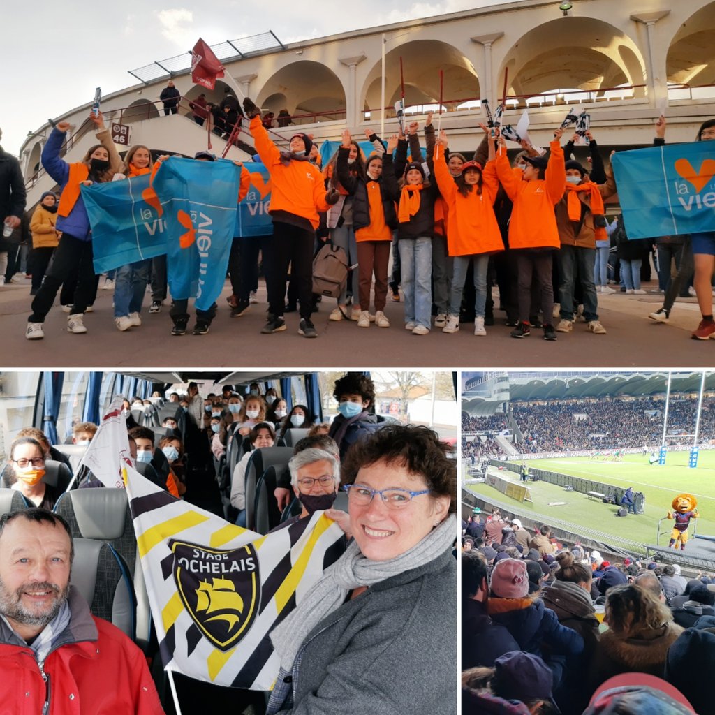 Les vainqueurs du concours #SOP2022 <a href="/ronsard86/">Collège Pierre de Ronsard (Poitiers)</a> au stade Chaban Delmas pour <a href="/UBBrugby/">Union Bordeaux Bègles</a> vs <a href="/staderochelais/">Stade Rochelais</a> Nos jeunes supporters ont assisté à la belle victoire des Maritimes dans ce derby de l'Atlantique.
<a href="/DSDEN86/">DSDEN de la VIENNE</a> <a href="/jcthevenot/">j</a> <a href="/unss/">UNSS_National</a> <a href="/UNSSPoitiers/">UNSS Poitiers</a> <a href="/G24acpoitiers/">Génération 2024 POITIERS</a>