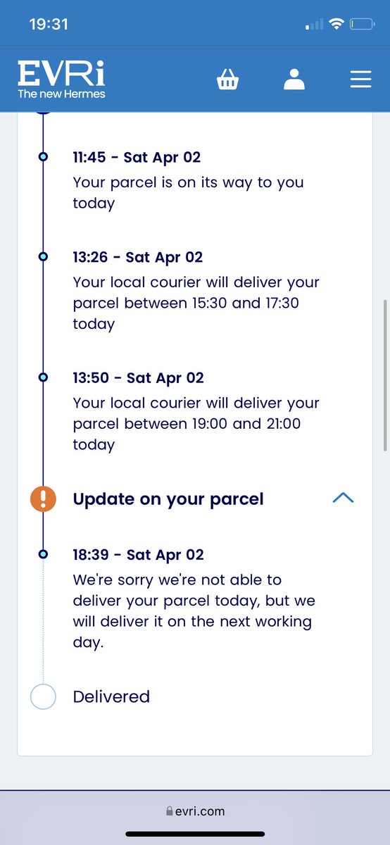 aimeefordd's tweet photo. New #evri same #hermes service 🥲 https://t.co/JzSaeCd3BF