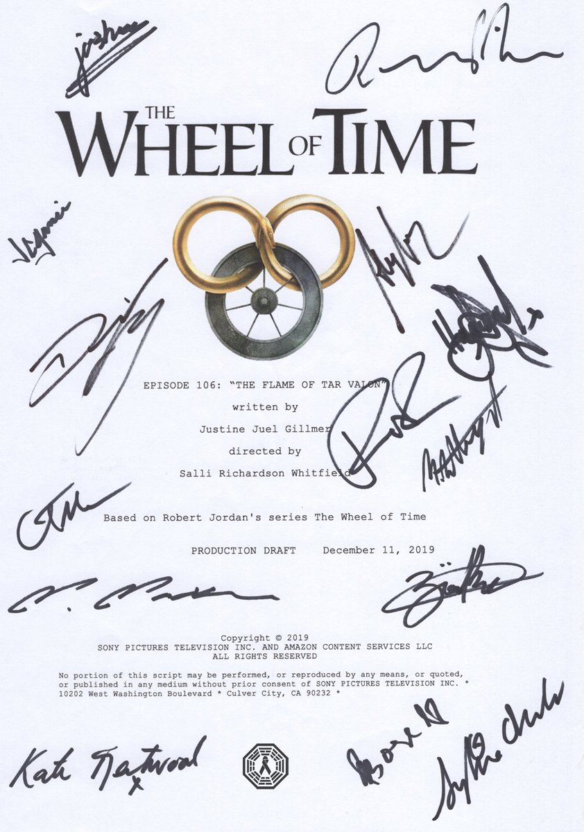 CancerGetsLOST's tweet photo. The signed #TheWheelOfTime scripts have the top 4 bids in our online charity auction right now. THANK YOU so much #WoT fans! Plenty of time left to register/bid! Grateful to the cast for signing &amp; EPs @rafejudkins @JusJuel for donating them. #TwitterOfTime https://t.co/j9tLZAW8C1 https://t.co/on5IIfT2e8