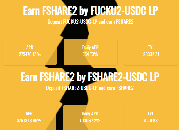 FukuFinance's tweet photo. Farms will start in... 30 fking minutes 💰❤️‍🔥

Take your positions ❗️

F*ck 100% DAILY APR 🖕

$FUCKU $FSHARE #fantom #ftm #defi #based #bshare #tomb #tombfork #tombfinance #FUCKU2 #FSHARE2 https://t.co/X3aHznGZ3E