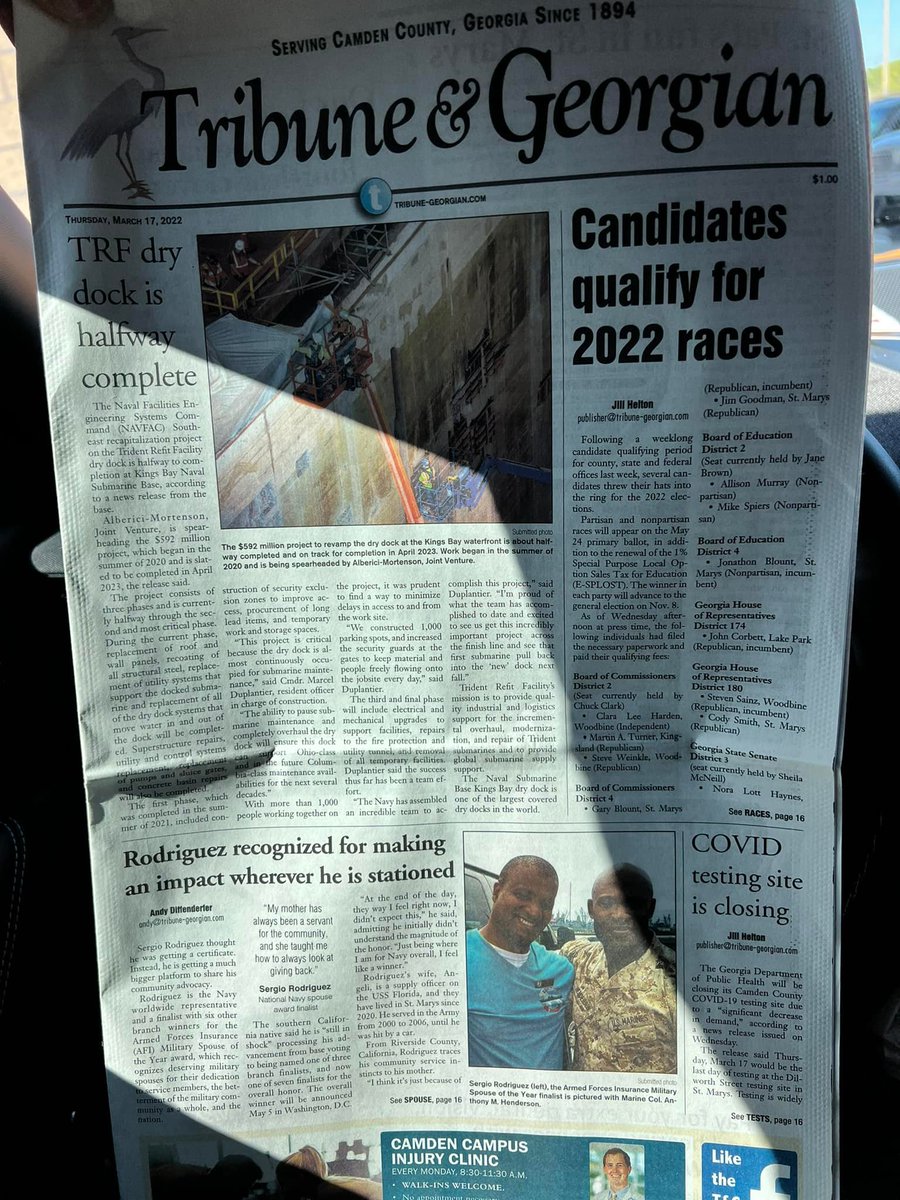 SergioMSOY2022's tweet photo. Our local paper covered the story of my award. 2022 Armed Forces Insurance Navy Spouse of The Year #msoy22m #msoy2022 #armedforcesinsurance https://t.co/73ZQqlGqyG