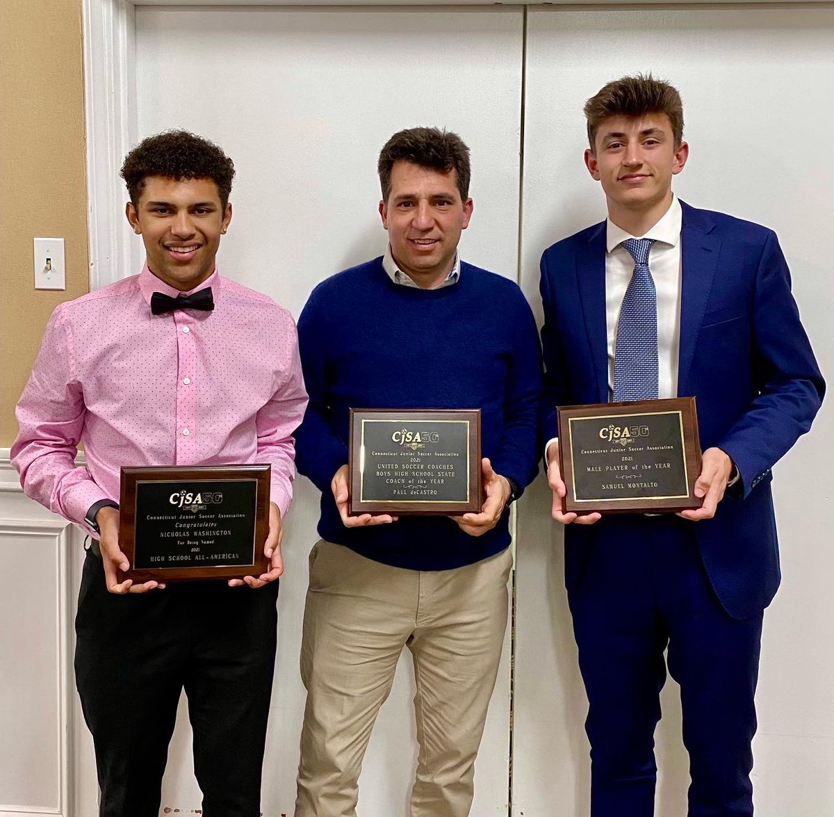 StonBoysSoccer's tweet photo. Congratulations are due to Coach Paul, Sam Montalto and Ledyard’s Nick Washington! 

Coach Paul received his award for CT Coach of the Year, while Sam was honored as CT Male Player of the Year.

In addition, Sam and Nick received recognition for their All American honors. @CJSA https://t.co/nJJ8br9WaM