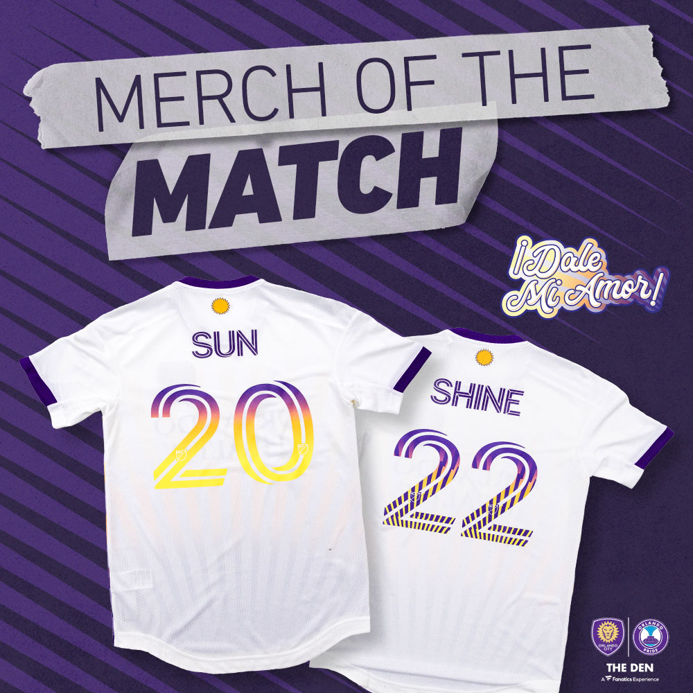 OrlandoCitySC's tweet photo. Get your #SunshineKit customized with one of our new Sun & Shine number sets or our #DaleMiAmor Patch of the Match! 🌄
Shop Now ➡️ https://t.co/7Keej33YaW
#VamosOrlando https://t.co/rE86aQjQmY