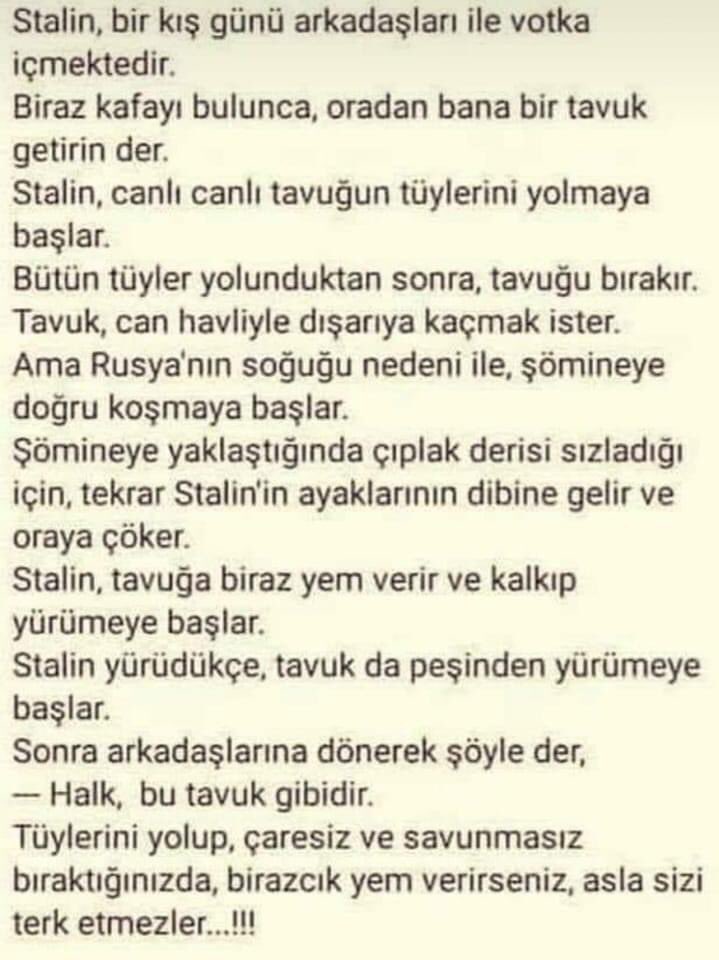 Stalin’in tavuğu hikayesi oldukça anlamlı !?
