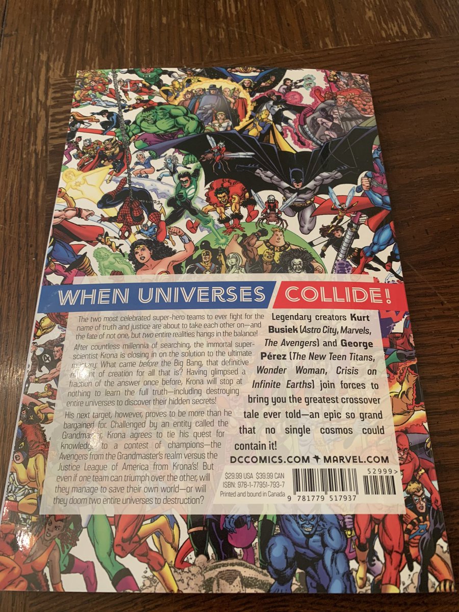 GGoldner6's tweet photo. Was very fortunate to get my copy of the reprinted JLA/AVENGERS crossover and it’s very cool! I didn’t realize they came in so when I went to pick up my usual from my comic store it was great surprise 😄! https://t.co/F7W6IvPHit